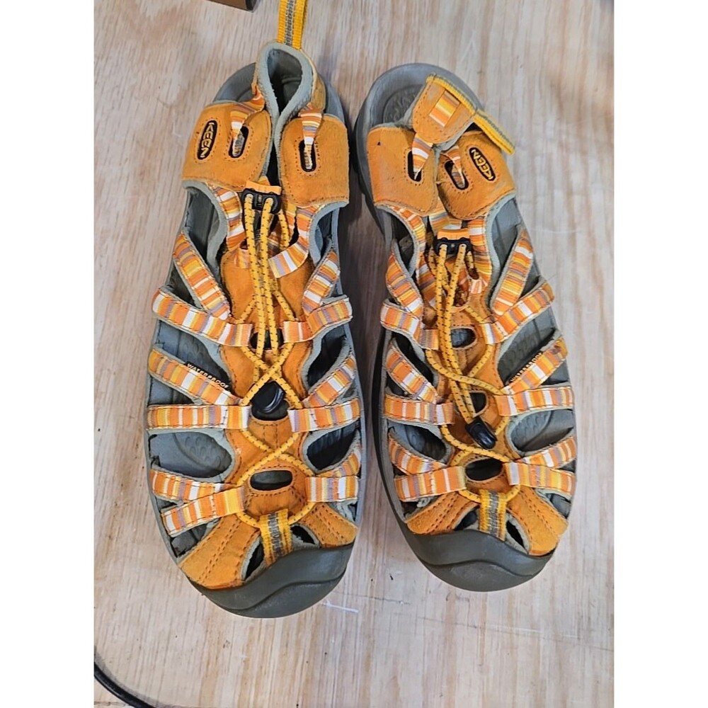 Keen Whisper Sandals Womens 9 Orange Grey Waterproof Hiking Water Shoes